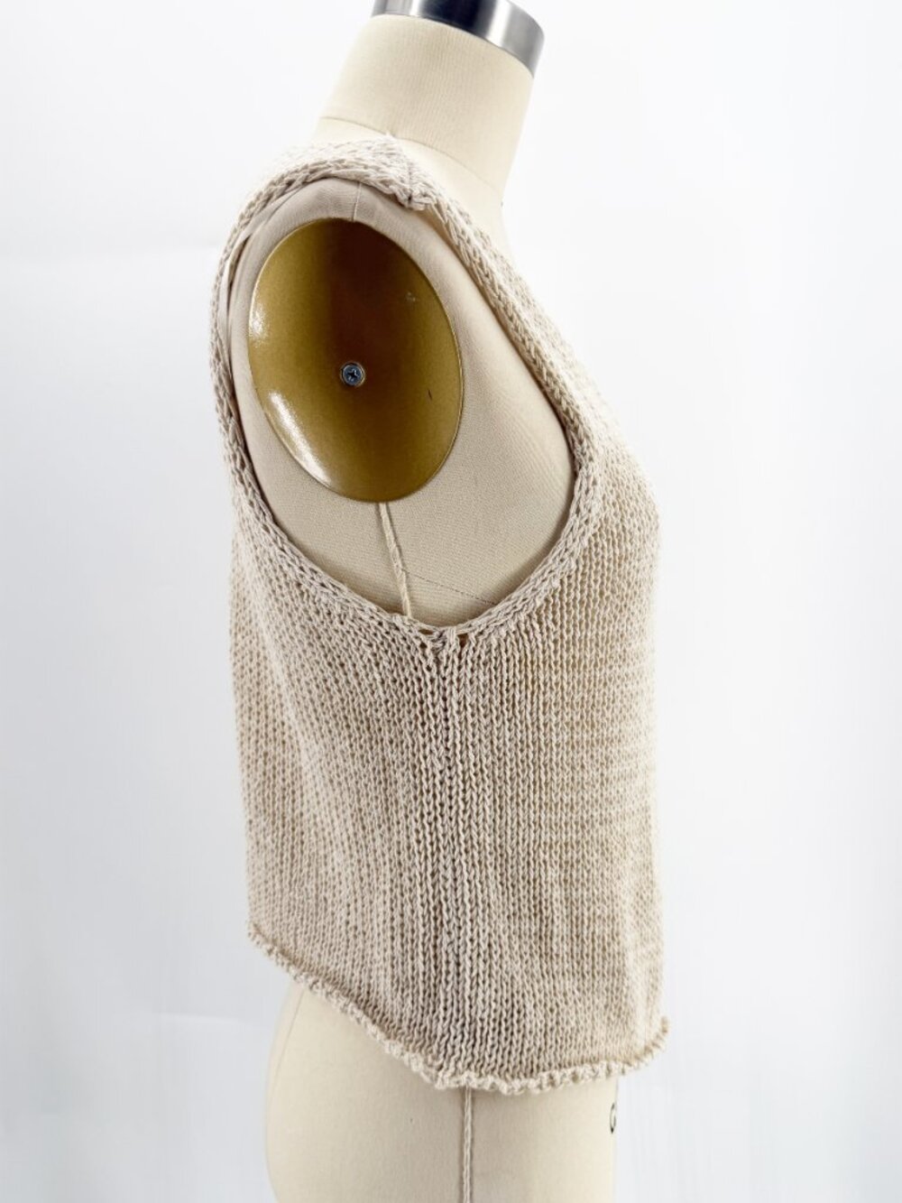 MONKI KNIT CROCHET OPEN FRONT VEST Neutral M - Picture 2 of 8
